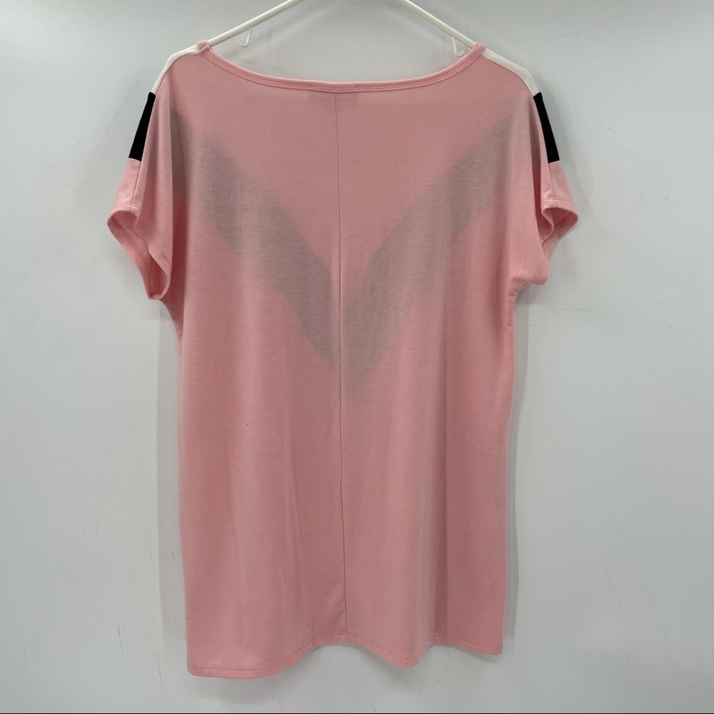 Zenana Pink, White & Black Tee Shirt - Picture 5 of 8